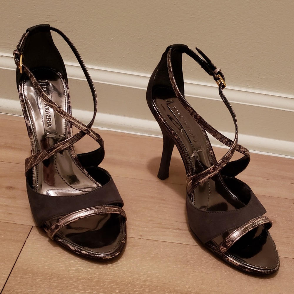 BCBGMaxAzria Strappy Snakeskin Heels
